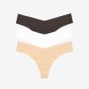 Womens COMMANDO Bottoms | Classic Solid Thong 3-Pack White / Beige / Black