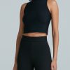 Womens COMMANDO Topstops | Butter Sleeveless Cropped Turtleneck Black