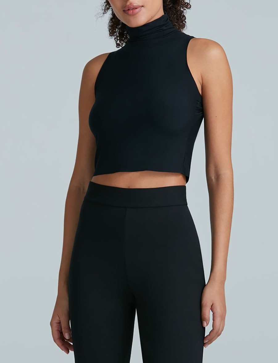 Womens COMMANDO Topstops | Butter Sleeveless Cropped Turtleneck Black