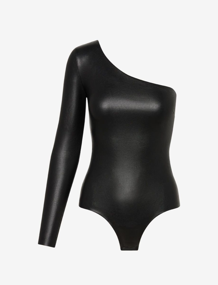 Womens COMMANDO Bodysuitsbodysuits | Faux Leather Long Sleeve One-Shoulder Bodysuit