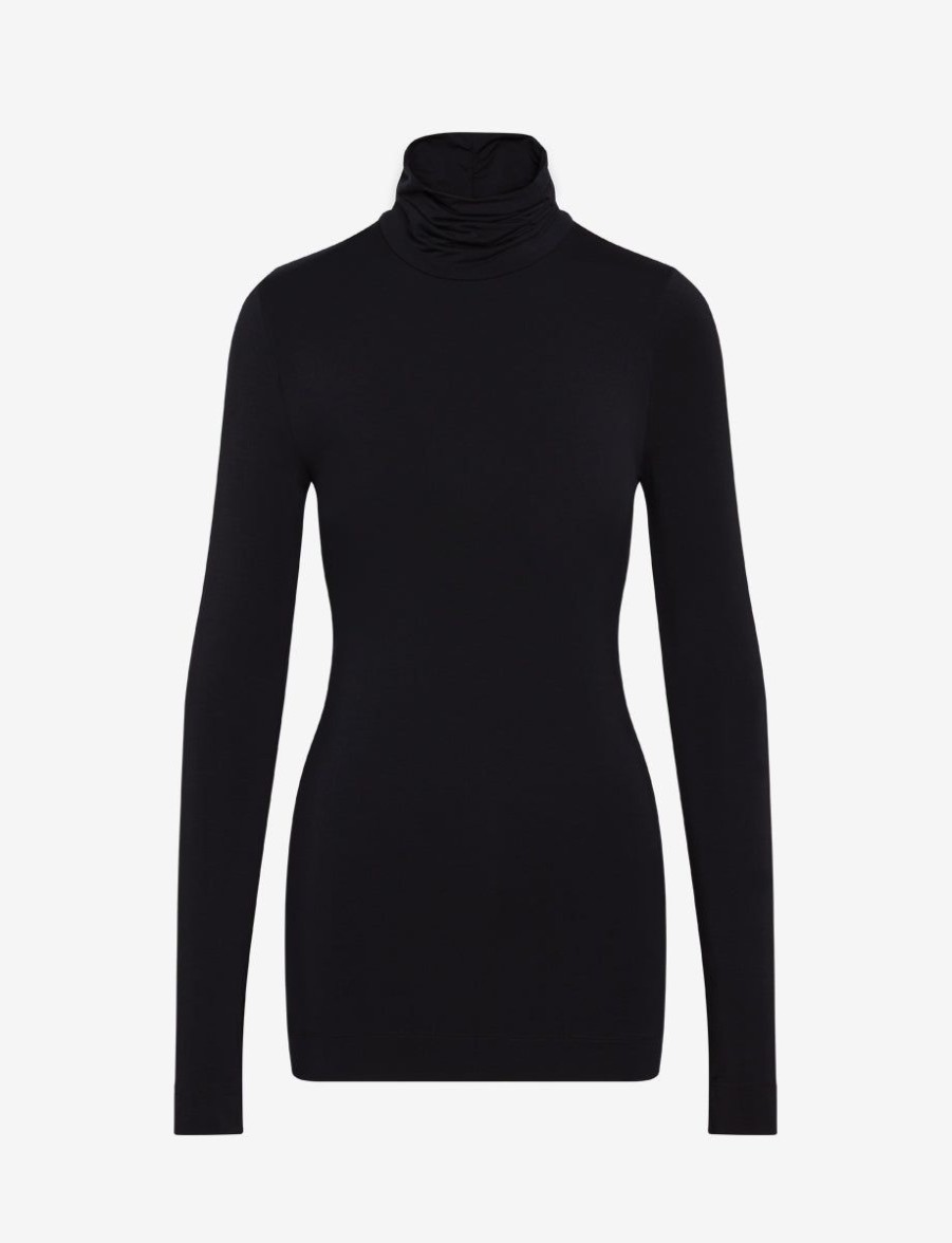 Womens COMMANDO Topstops | Butter Long Sleeve Turtleneck Black