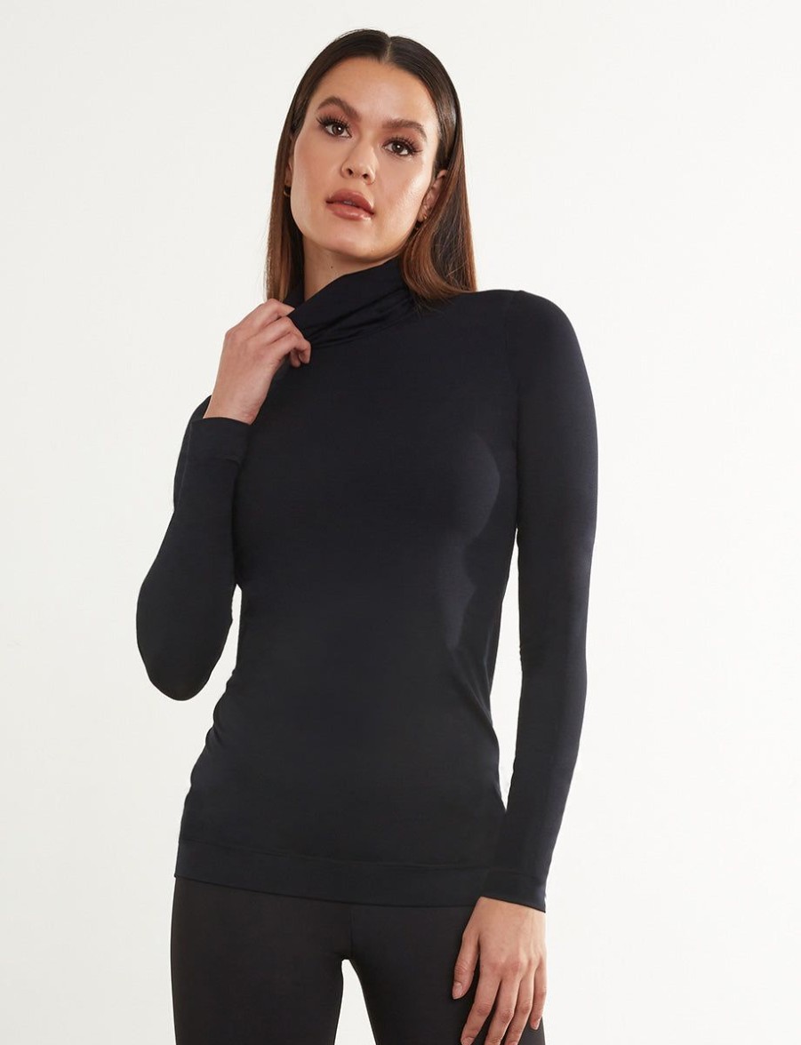 Womens COMMANDO Topstops | Butter Long Sleeve Turtleneck Black