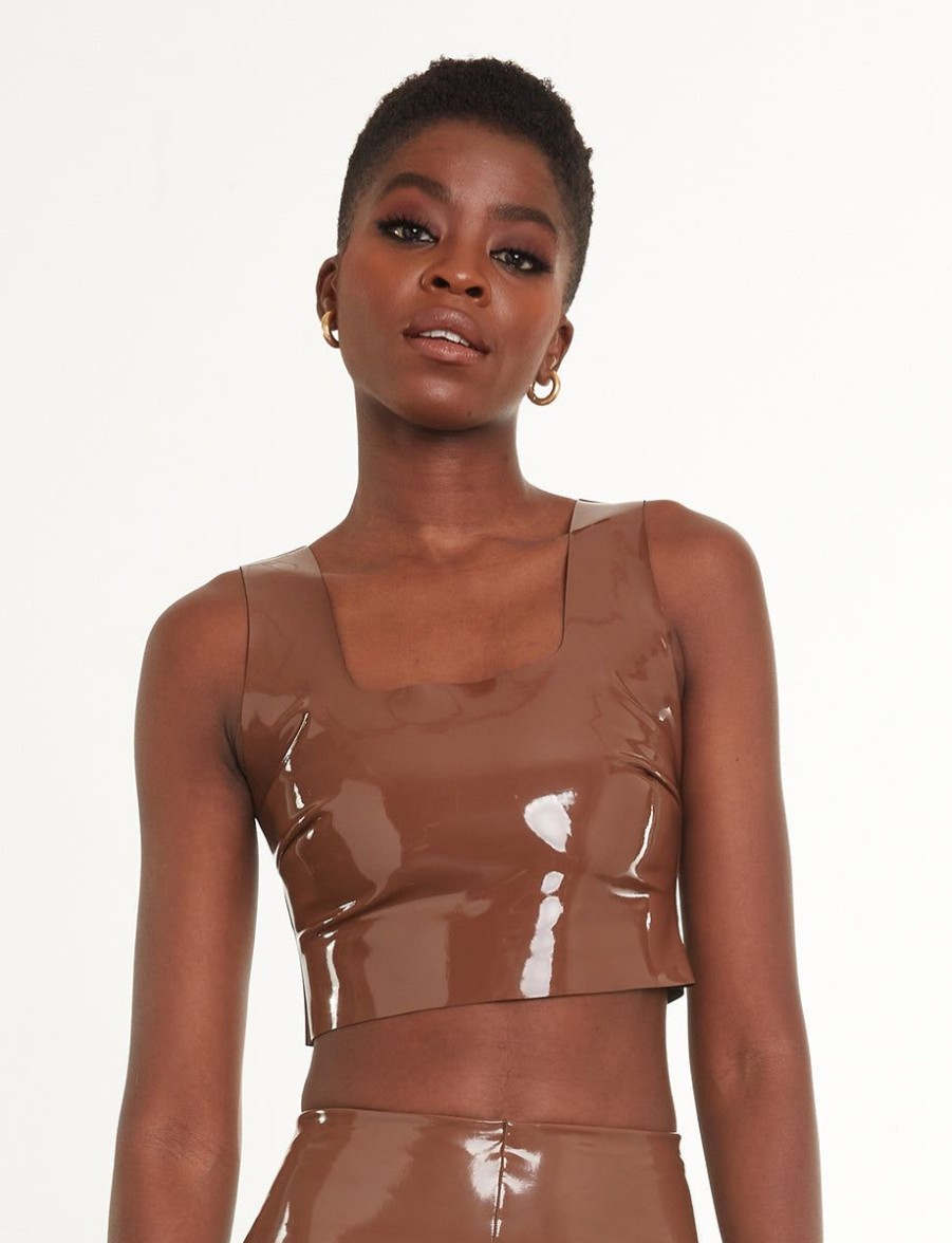 Womens COMMANDO Topstops | Faux Patent Leather Crop Top