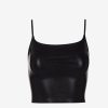 Womens COMMANDO Topstops | Faux Leather Cami Crop Top Black