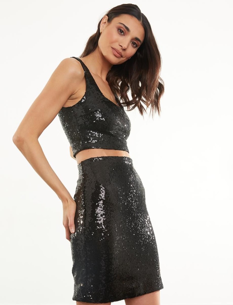 Womens COMMANDO Skirts & Dressesskirts & Dresses | Sequin Mini Skirt Black