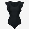 Womens COMMANDO Bodysuitsbodysuits | Neoprene Squareneck Ruffle Bodysuit