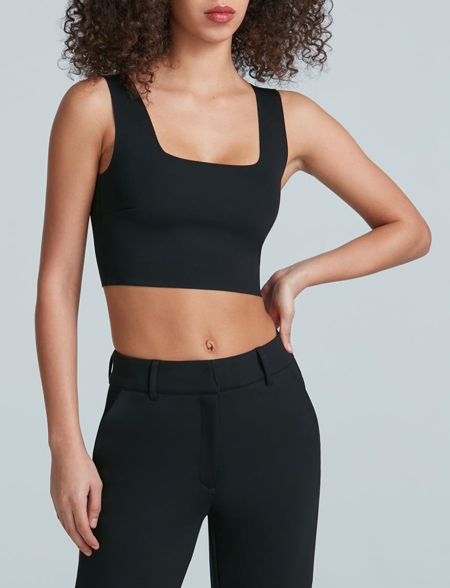 Womens COMMANDO Topstops | Neoprene Squareneck Crop Top Black