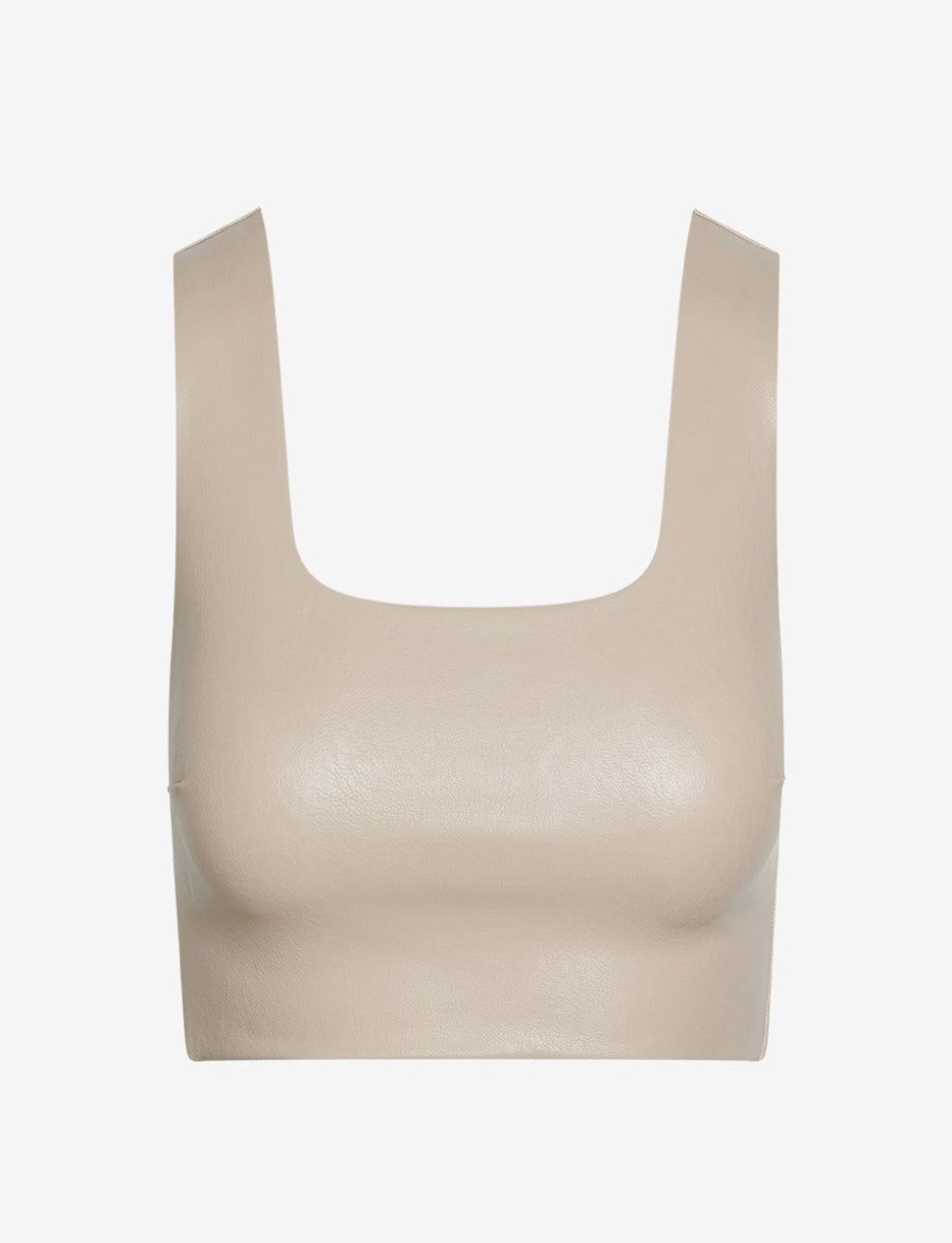 Womens COMMANDO Topstops | Faux Leather Squareneck Crop Top