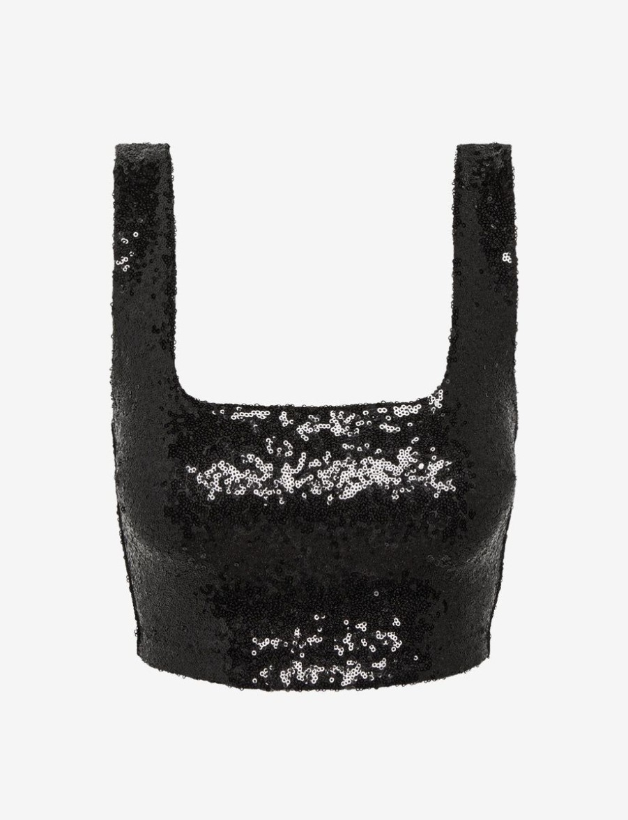 Womens COMMANDO Topstops | Sequin Crop Top Black