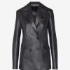 Womens COMMANDO Topstops | Faux Leather Double-Breasted Jacket Black