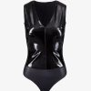 Womens COMMANDO Bodysuitsbodysuits | Faux Patent Leather V-Neck Bodysuit Black