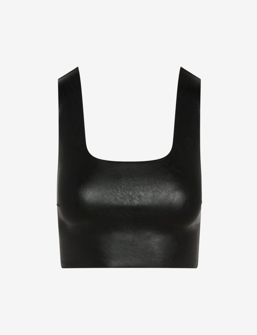 Womens COMMANDO Topstops | Faux Leather Squareneck Crop Top