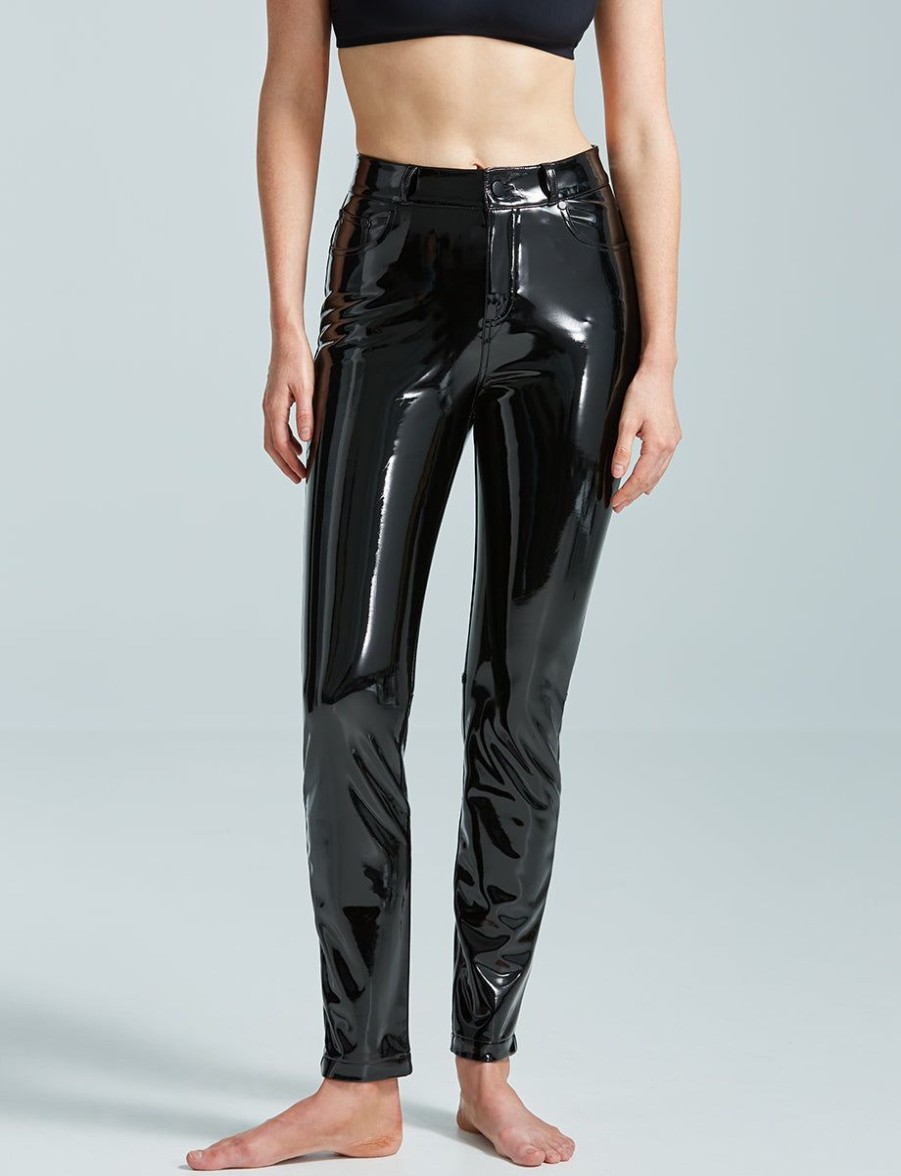 Womens COMMANDO Pants & Shortspants & Shorts | Faux Patent Leather Five Pocket Pant Black