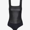 Womens COMMANDO Bodysuitsbodysuits | Faux Leather Squareneck Bodysuit Black