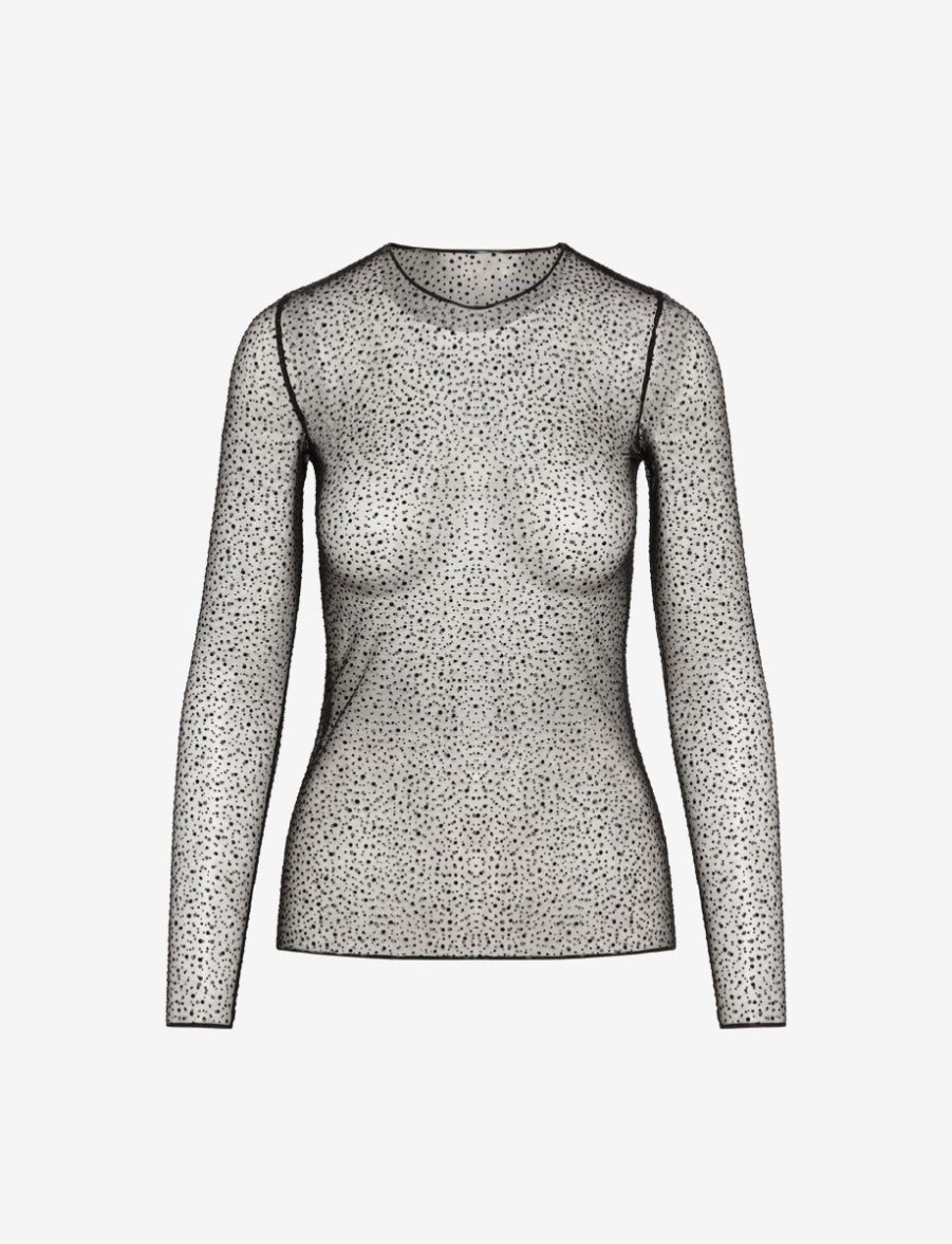 Womens COMMANDO Topstops | Starlight Mesh Long Sleeve Top Black