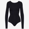 Womens COMMANDO Bodysuitsbodysuits | Ballet Scoop Back Crew Bodysuit Black