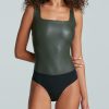 Womens COMMANDO Bodysuitsbodysuits | Faux Leather Squareneck Bodysuit